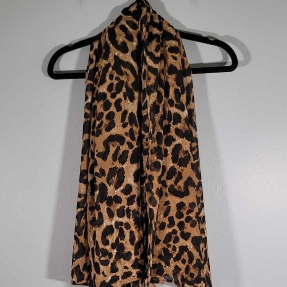 Leopard print semi-sheer scarf shawl wrap. EUC - Picture 1 of 5